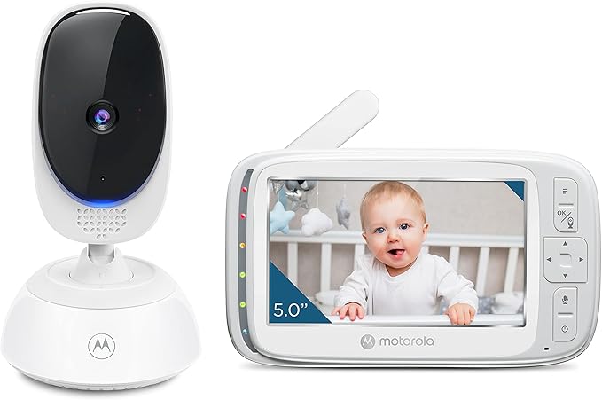 Motorola Nursery Video Baby Monitor with Camera, 5" Screen, 2-Way Audio, Night Vision, Temperature Sensor, No WiFi,1000ft Range, Lullabies, VM75