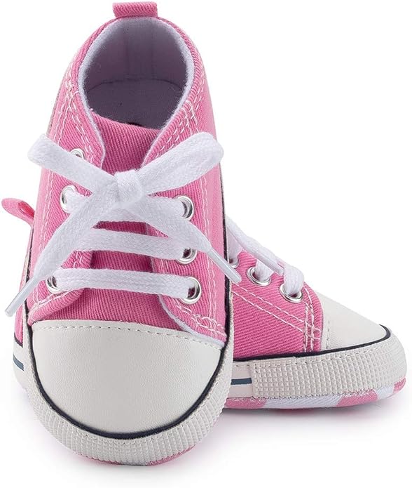 Meckior Baby Girls Boys Canvas Sneakers Soft Sole High-Top Ankle Infant First Walkers Crib Shoes