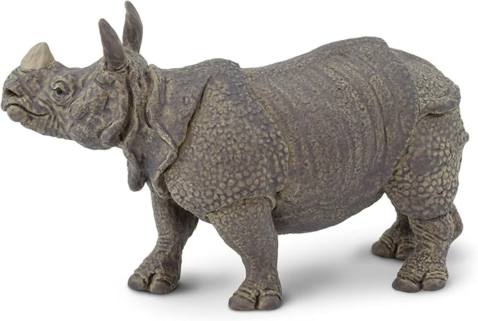 Safari Ltd. Indian Rhino Figurine - Realistic 5" Rhinoceros Figure - Educational Toy for Boys, Girls, and Kids Ages 3+
