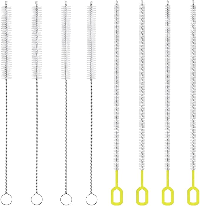 8-Piece Straw Cleaner Brush Set for Cleaning Straws - (4-Size) Extra Long Nylon Pipe Cleaners, Reusable Straw Cleaning Brush for Stanley Tumbler, Sippy Cup, Baby Bottle and Tubes (Type B)