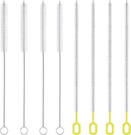 8-Piece Straw Cleaner Brush Set for Cleaning Straws - (4-Size) Extra Long Nylon Pipe Cleaners, Reusable Straw Cleaning Brush for Stanley Tumbler, Sippy Cup, Baby Bottle and Tubes (Type B)