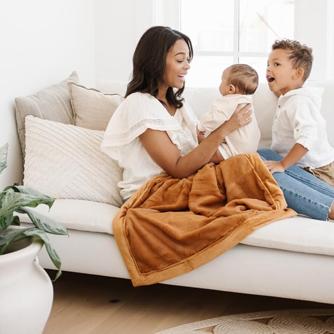 SARANONI Luxury Receiving Blankets for Babies | Ultra-Soft Lush and Boutique Quality Baby Blanket | Camel - 40” x 30”