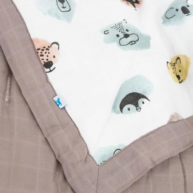 Little Unicorn Lofty Comforter Blanket | Super Soft & Breathable Muslin Fabric| Great for Play & Bedtime Blanket (Watercolor Critters)