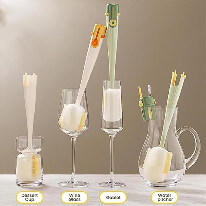 5 in 1 Bottle Cleaning Brush Set, 5‑in‑1 Multifunctional Bottle Cleaning Brush Set, Straw Cleaner Brush for Baby Bottles, Multifunctional Detachable Water Bottle Brush (1PCS White)