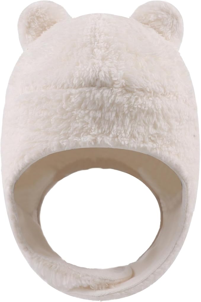 Bear Baby Winter Hat Toddler Earflap Beanie Unisex Infant Snow Cap Warm Fleece Kids Trapper Hats for Girls Boys 0-36M