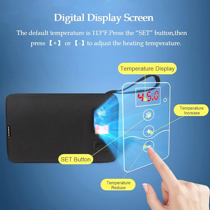 Portable USB Car Wipes Heater Warmer with Digital Display Screen,5V/10W Baby Wipes Thermostat Heating Bag,Heating Temperature Adjustable,Up to 80Pcs Wipes Capacity,for Car/Home/Travel/Camping