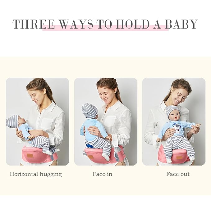 Baby Hip Carrier,Newborn to Toddler,3-in-1 Adjustable & Removable Baby Hip Carrier for 0-36 Months (9609, Pink)