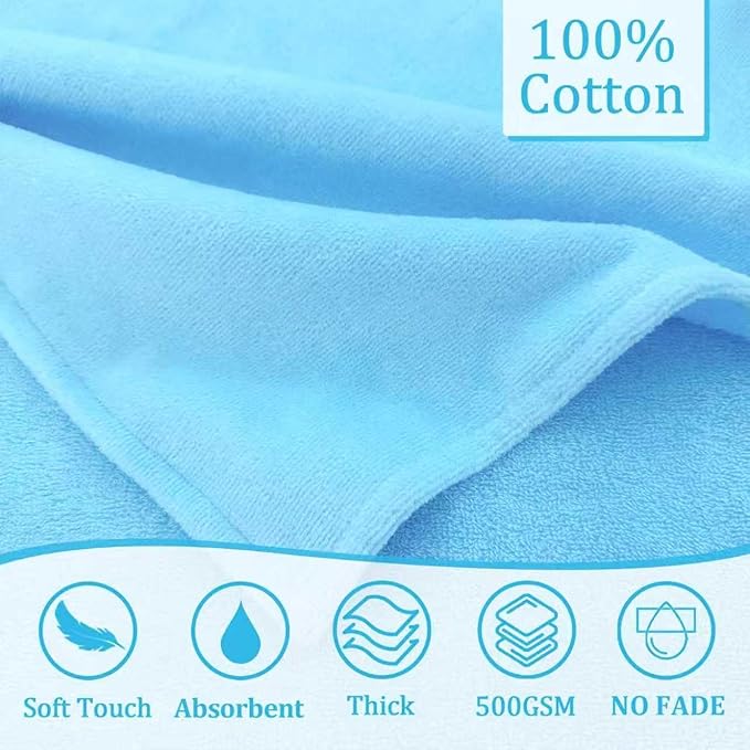 Thick Baby Hooded Bath Towel - 100% Cotton,500GSM, 33x31.5 Inches,0-2Years, Super Absorbent Large Towel with Cute Elephant Ears Hood for Newborn,Toddler,infant,Baby Essentials,Light Blue