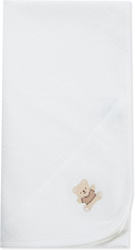 Little Me Blankets for Baby Boys' Swaddling Receiving Blanket, Gentle Bear, 30 x 27 Inches