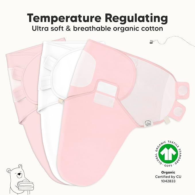 KeaBabies 3-Pack Organic Baby Swaddle Sleep Sacks - Swaddles for Newborns, Infant 0-3 Months, Baby Girls, Boys, Soft & Snug Newborn Sleep Sack, Nursery Swaddling Blankets (Candy)