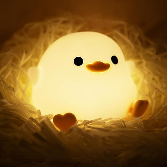 Cute Duck Night Light,Squishy Bean Shape DoDo Duck Lamp with Dimmable LED, Safe Silicone Nightlight for Nursery, Rechargeable Touch Lamp for Bedside Table,Ideal Gift for Children and Teens