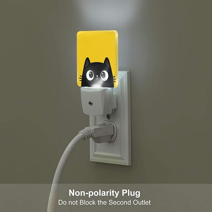 Black Cat Gaze Night Light,Plug-in Night Lights with Dusk-to-Dawn Sensor for Stairway,Hallway,Bedroom Sleep Friendly Ideal for Women/Girls/Boys Gift,0.5w