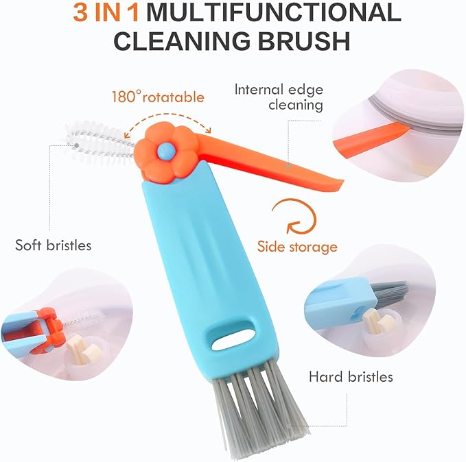 3 Pack Cleaner Brush Kit for Stanley, Bottle Cleaner Brush Set with Straw Brush Cleaner and Cup Lid Cleaning Brush for Stanley Cup, Tumbler Cups, Drinking Glass (Blue)