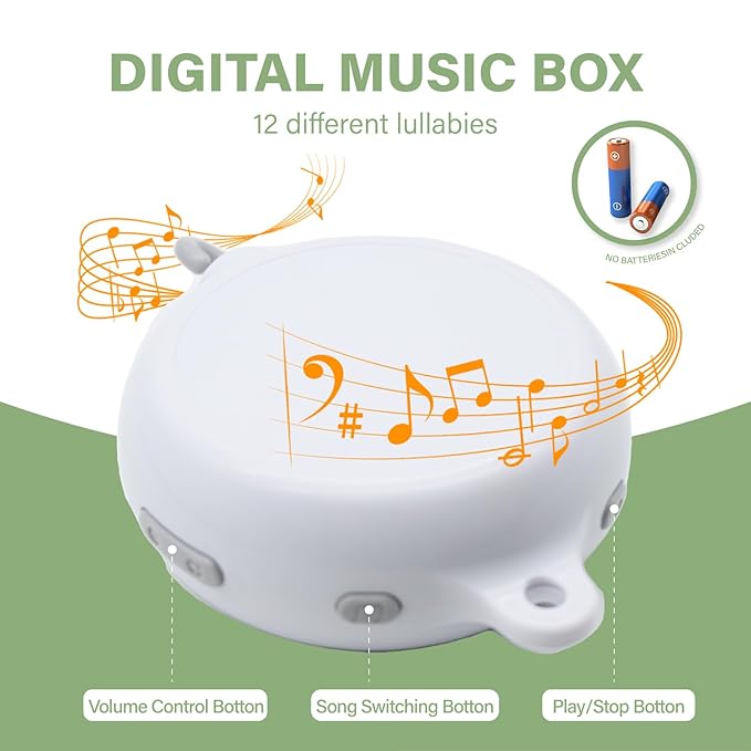 Crib Mobile, Baby Mobile with 12 Lullabies, Musical Baby Crib Mobile for Boys or Girls, Safari Animals Crib Toys Hanging, Safari Nursery Decor