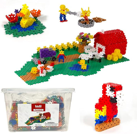 KADU Farmland 1300 Piece Set - STEM/STEAM Building + Construction Toy, for Open + Imaginative Play