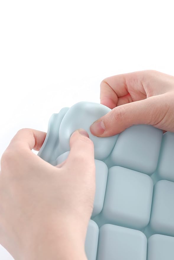 Baby Food Storage Silicone Cubes with Clip-On Lid Freezer Tray Baby Food Soups Purees Ice Easy and Safe Design Made in Korea(12 Sand Beige)