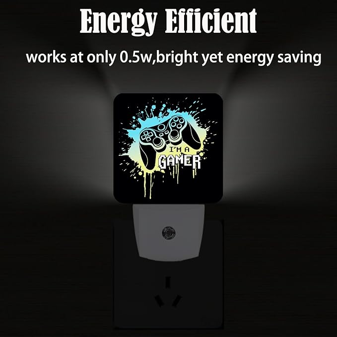 I'm A Gamer Night Light,Plug Into Wall with Dusk to Dawn Light Sensors, Warm Nightlights for Bedroom, Bathroom, Hallway, Kitchen, Gifts Ideal for Boys Girls Women Men