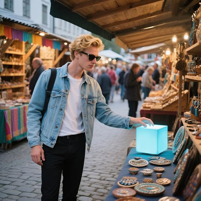 4-inch LED Cube Light, 16 RGB Color Changing Tesseract Cube Lamp with Remote, Waterproof Cordless Rechargeable Cubes Mood Lamp & Nursery Cosmic Cubes Night Light, Perfect Kids Toy Gift, Room Decor