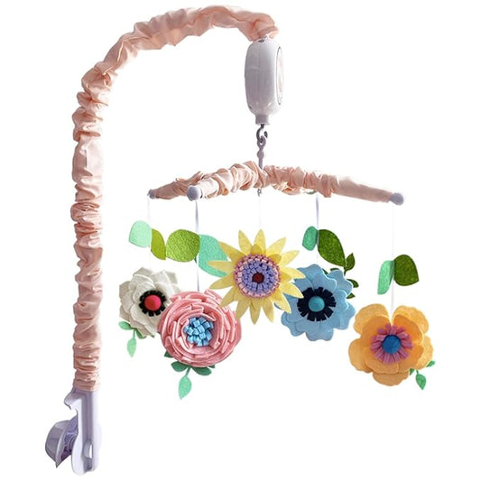 Musical Baby Mobile for Crib - Crib Toys Hanging Cute Design for Boys and Girls Perfect Baby Crib Mobile with Music Ideal Crib Hanging Toy (Floral Baby Crib Mobile)