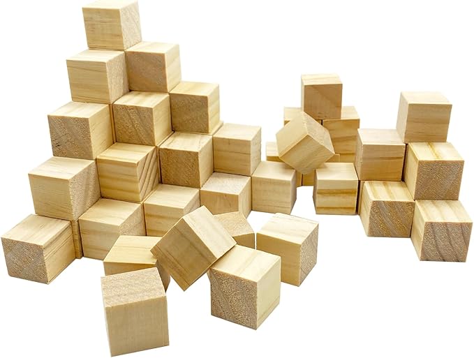 Wooden Cubes,Pack of 100 Unfinished Wood Blocks for Crafting,3/4inch Wood Square Blocks for Crafts Making & DIY Projects & Decor