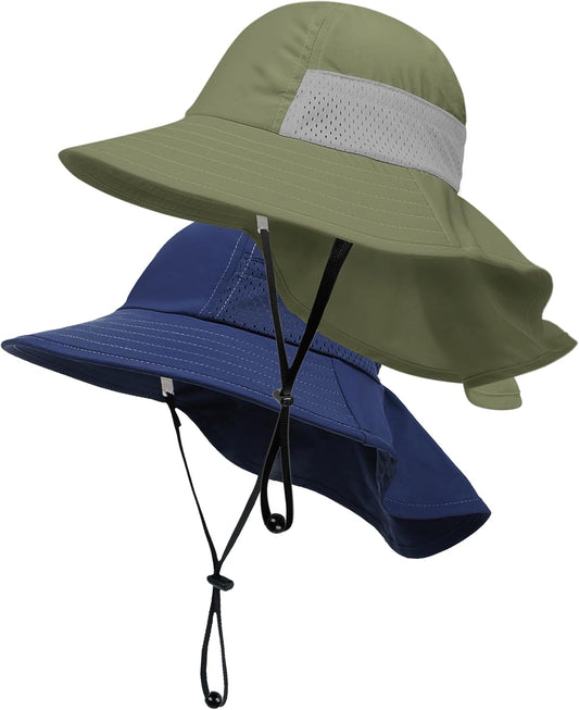 Toddler Baby Sun Hat Kids Summer UPF 50+ for Boys Girls Adjustable Beach Hats with Bucket Wide Brim Age 1-7 Years