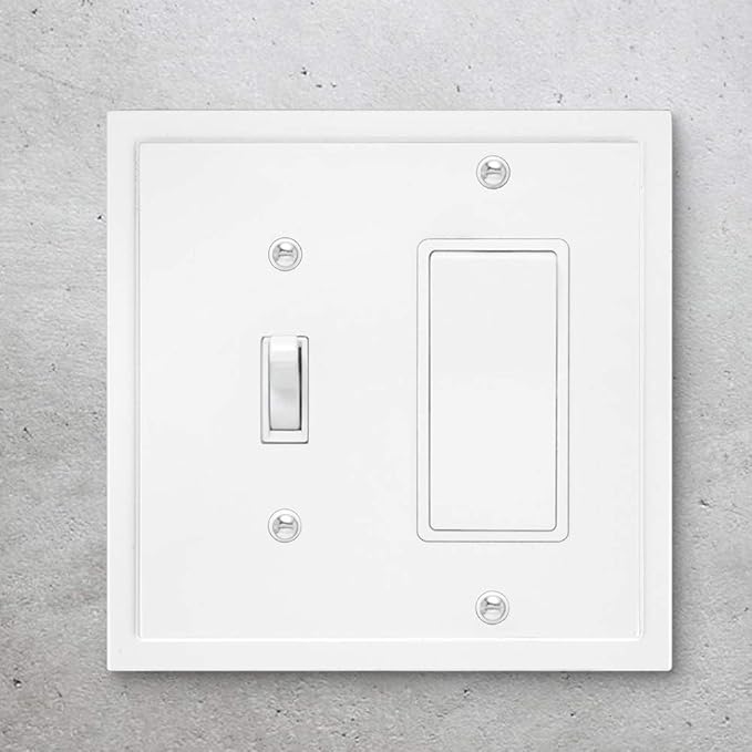 Modern Edge Decorative Wall Plate Switch Plate Outlet Cover, Durable Solid Zinc Alloy (Toggle/Decorator, White)