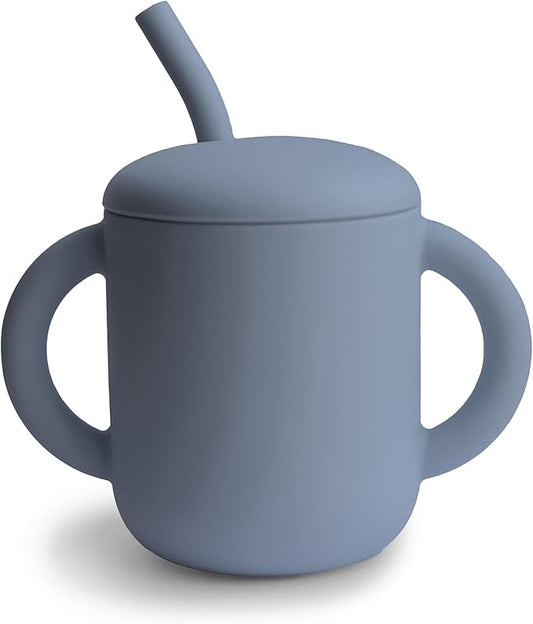 mushie 100% Silicone Training Cup & Straw for Toddlers | 6 Months+ (Tradewinds)