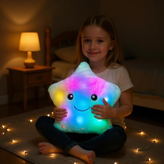 Cuteoy 13" Musical Green Star Plush Pillow Glowing Twinkle Night Light Stuffed Animal LED Toys Adjustable Volume Birthday for Girls Boys