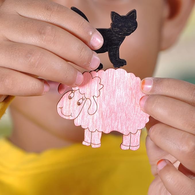 Farm Animals Multilayered Wooden Puzzles for Kids | 6 Piece Jigsaw Puzzle for Preschool Kids | Learning Educational Toys Gifts for Boys Girls 3+ Years