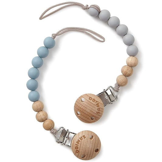 SAMiGO Pacifier Clips for Baby Boys Pacifier Holders Silicone Paci Binky Clips - 2 Pack