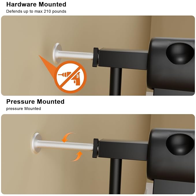 Extra Wide Baby Gate Extra Wide Extra Tall Dog Gates for Stairs Doorways Black Metal Tension Indoor Safety Gates with Pressure Mount 43.5-48 Inch