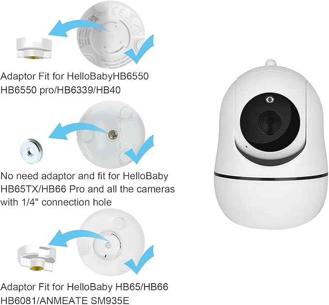 Tripod Mount Compatible with HelloBaby HB65/HB6550/HB6550 Pro/HB40/HB66/HB6339 and ANMEATE SM935E Baby Monitors – Attach Your Camera Flexibly Anywhere