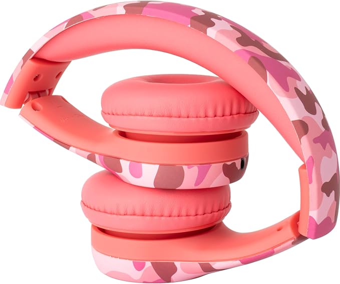 Snug Play+ Kids Headphones – Volume Limited 93dB for Safe Listening – Foldable, Durable Headphones for Toddlers, Boys & Girls – Tangle-Free Cord – Ideal for Travel, School, Tablets - Pink Camo