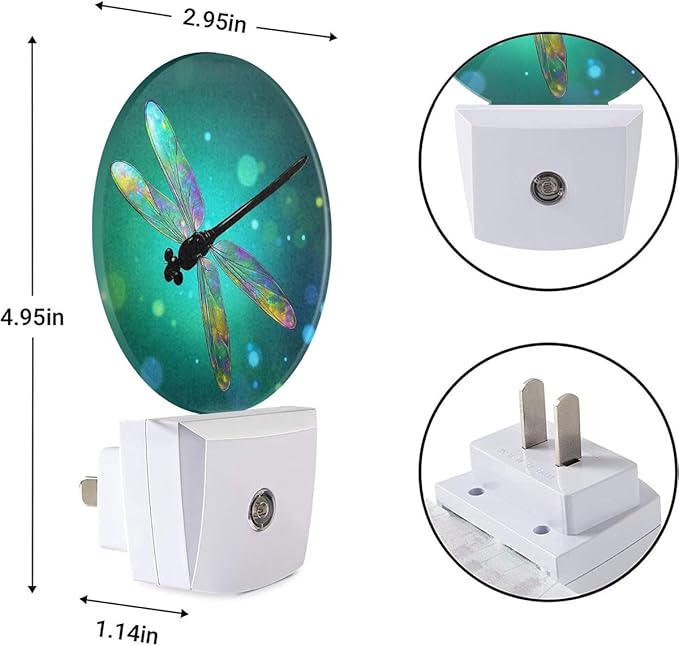 EKOBLA Dragonfly Night Light Fantasy Green Dragonfly Night Lights Plug into Wall for Boys Girls, Led Lamp for Stairway/Hallway/Bedroom 0.5W Nightlight Sleep Friendly