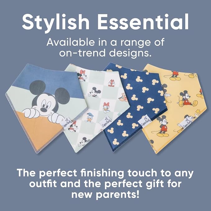 Copper Pearl Baby Bandana Drool Bibs for Drooling and Teething 4 Pack Gift Set Mickey Mouse & Friends