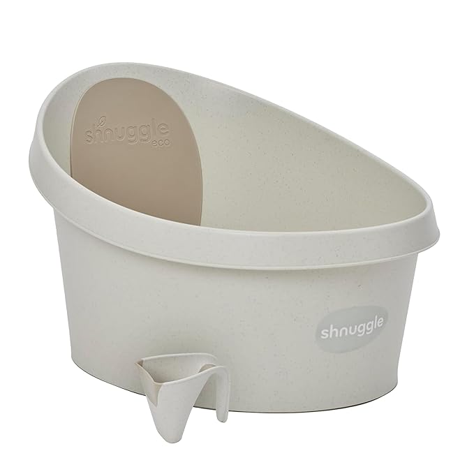 Toddler Bath Tub | Larger Bath for Bigger Kids at Bathtime | Includes Warm and Soft Foam backrest | Grippy Anti-Slip Surface | Includes Easy Drain Bath Plug | Cookies & Cream + Rinse Jug