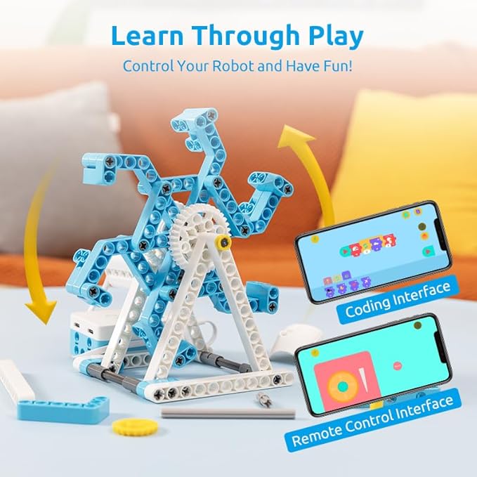 WhalesBot D1 21-in-1 STEM Coding Robot Kit for Kids (Ages 4+), 280+ Pieces Educational Building Set with APP-Controlled & Programming, 3D APP Guidance, Ideal Toy Gift for Boys & Girls
