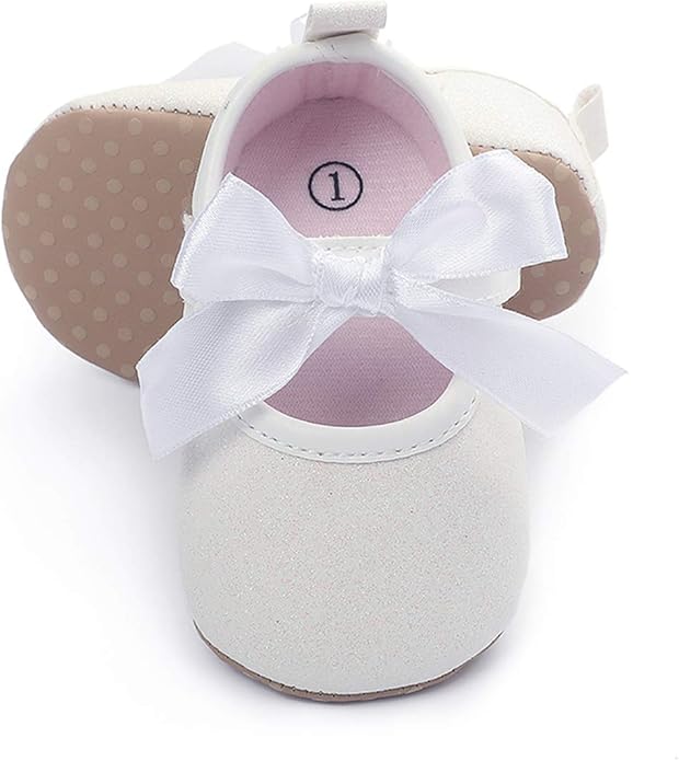 COSANKIM Baby Girls Mary Jane Flats Shoes Anti-Slip Rubber Sole Infant Toddler Princess Wedding Dress Shoes