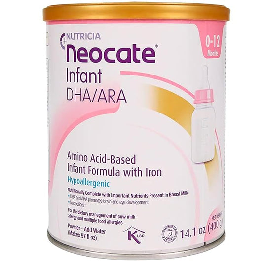 Nutricia Neocate Infant - Hypoallergenic, Amino Acid-Based Baby Formula - Well-Tolerated & Supports Normal Growth - Infant Formula with DHA, ARA & Iron - 14.1 oz can (Pack of 1)