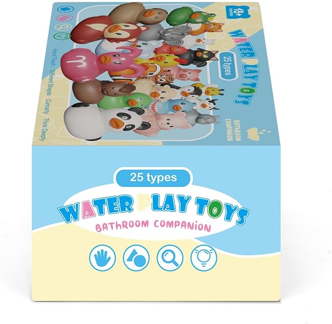 25PCS Rubber Ducks,Toddler Bath Toys,No Hole Bathtub Toys,Baby Pool Toys for 18 Months and Older