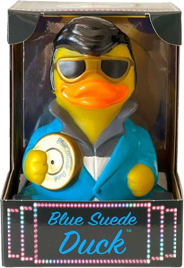 CelebriDucks - Blue Suede Duck - Floating Rubber Ducks - Collectible Bath Toy Gift for Kids & Adults of All Ages