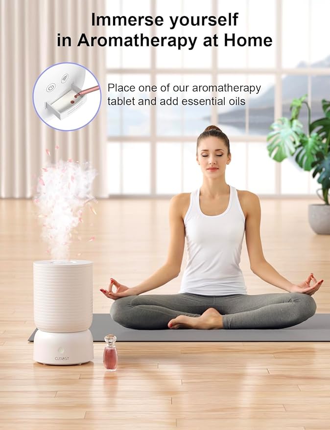 CLEVAST Smart Humidifier for Bedroom, 3L Top Fill Cool Mist Ultrasonic Air Humidifiers with Essential Oil Diffuser, Ultra Quiet for Baby Nursery, Plants, Home, Office (3 Liters Smart Version)