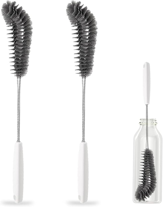 16 inches Long Handle Black Bottle Cleaning Brushes - Perfect for Baby Bottles, Sports Bottles, Glassware, Mugs, Jars, and Stemware (2-pc)