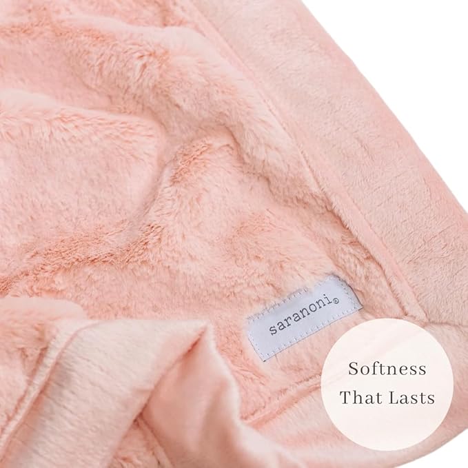 SARANONI Luxury Receiving Blankets for Babies | Ultra-Soft Lush and Boutique Quality Baby Blanket | Peach Blush - 40” x 30”