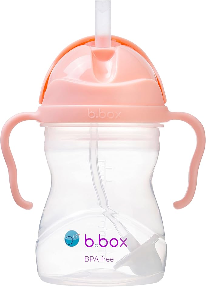 b.box Sippy Cup with Weighted Straw. Drink from any Angle, Leak Proof, Spill Proof, Easy Grip. BPA Free, Dishwasher Safe. For Babies 6m+ to Toddlers (Tutti Fruitti, 8oz)