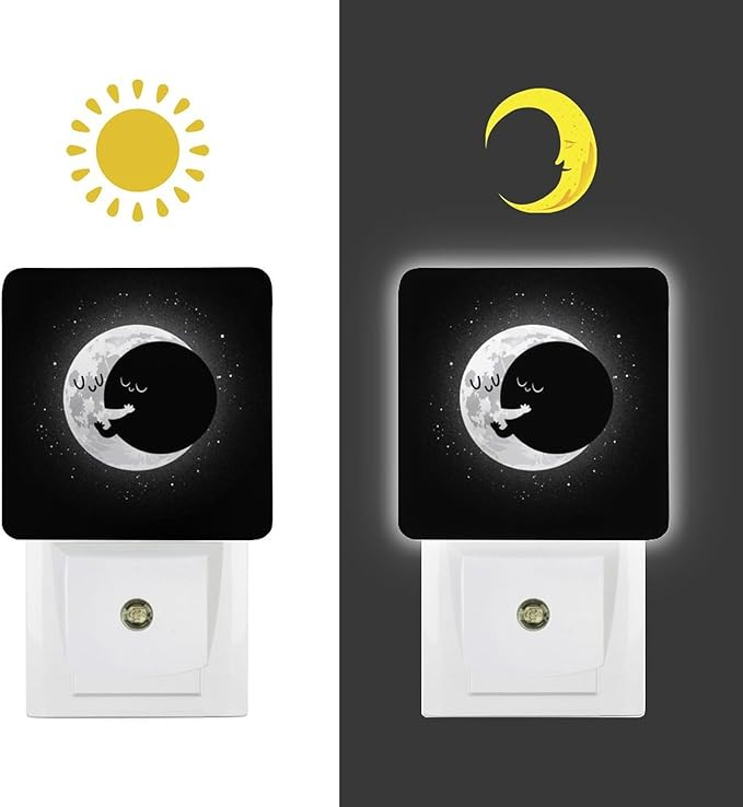 Cute Lunar Eclipse Night Light, Plug into Wall Decor Nightlights for Bedroom, Bathroom, Hallway, Kitchen, with Dusk to Dawn Light Auto Sensors LED Night Lights for Boys Girls Women Men Room Gifts
