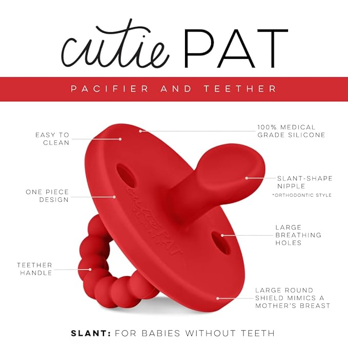 Ryan & Rose Cutie PAT Pacifier Teether (Slant, Red)