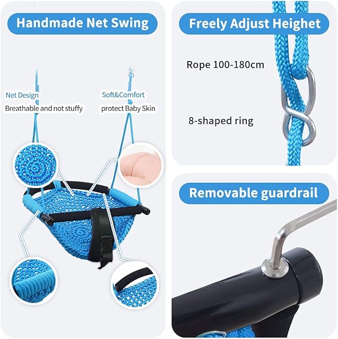 Toddler Swing & 2-in-1Baby Swing - Adjustable Rope Swing Seat for Kids Indoor & Outdoor Durable Backyard Swing Set for Infants & Toddlers (Blue)