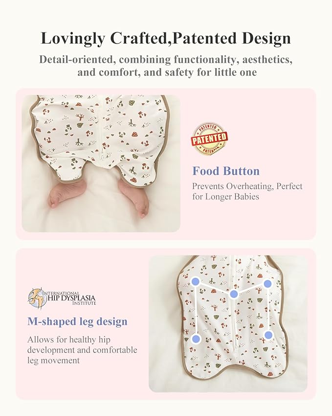 Swaddle for Newborns, Baby Swaddles 0-3 Months 5-13lb, Arms Up Swaddle 0-3 Months Newborn with Moisture-Wicking Fabric, Promotes Healthy Hip Development, 2-Way Zipper , 1Pack(Bear and the forest)