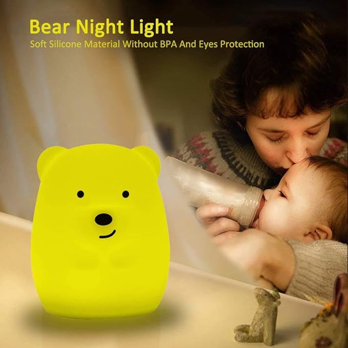 Bear Night Lights for Kids, Bedside lamp for Children, Baby Nursery Light - Break Resistant/Eye Caring/Adjustable Brightness Color/Time Setting/Gifts for Kids Babies Boys Girls - Medium